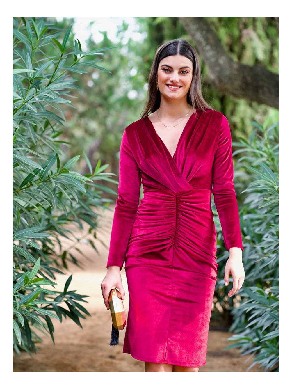 Vestido Fruncido Terciopelo, Vestido para Invitada Perfecta, Vestido de Fiesta, Mariquita Trasquilá