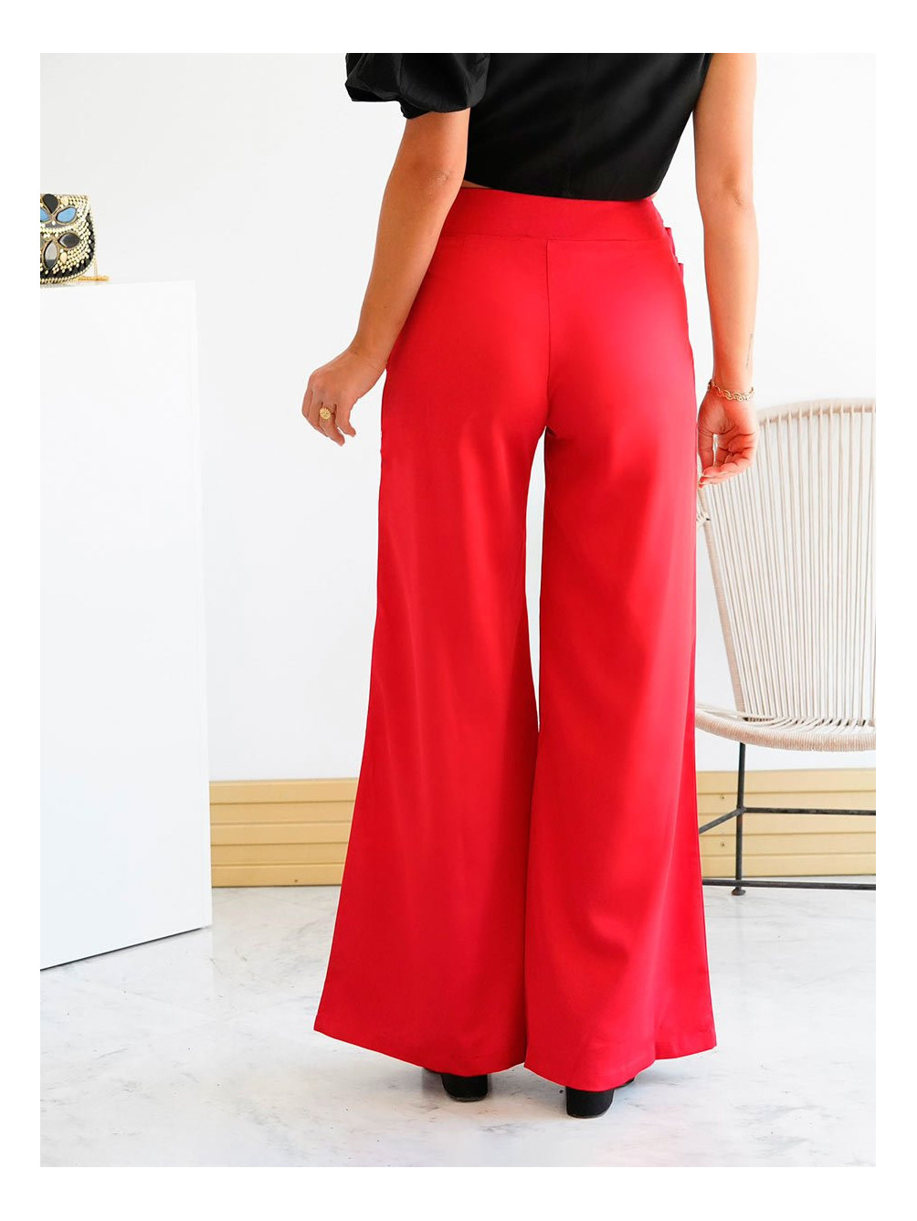 Pantalón Rojo Hebilla, Pantalones de Mujer, Pantalón Rojo, Mariquita Trasquilá