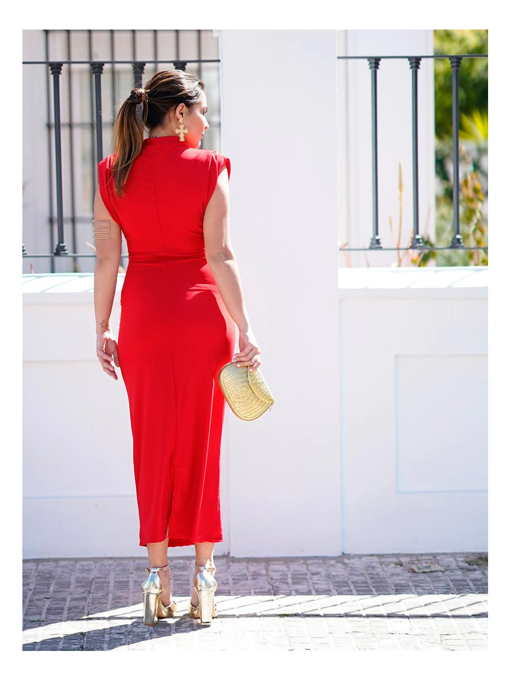 Vestido Midi Amaretto, Vestido Rojo Invitada, Vestido para Graduación, Mariquita Trasquilá