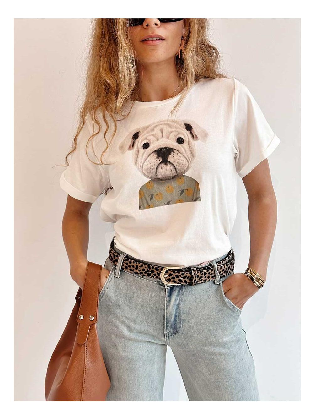 T-SHIRT PRINT PERRO BLANCA - 1