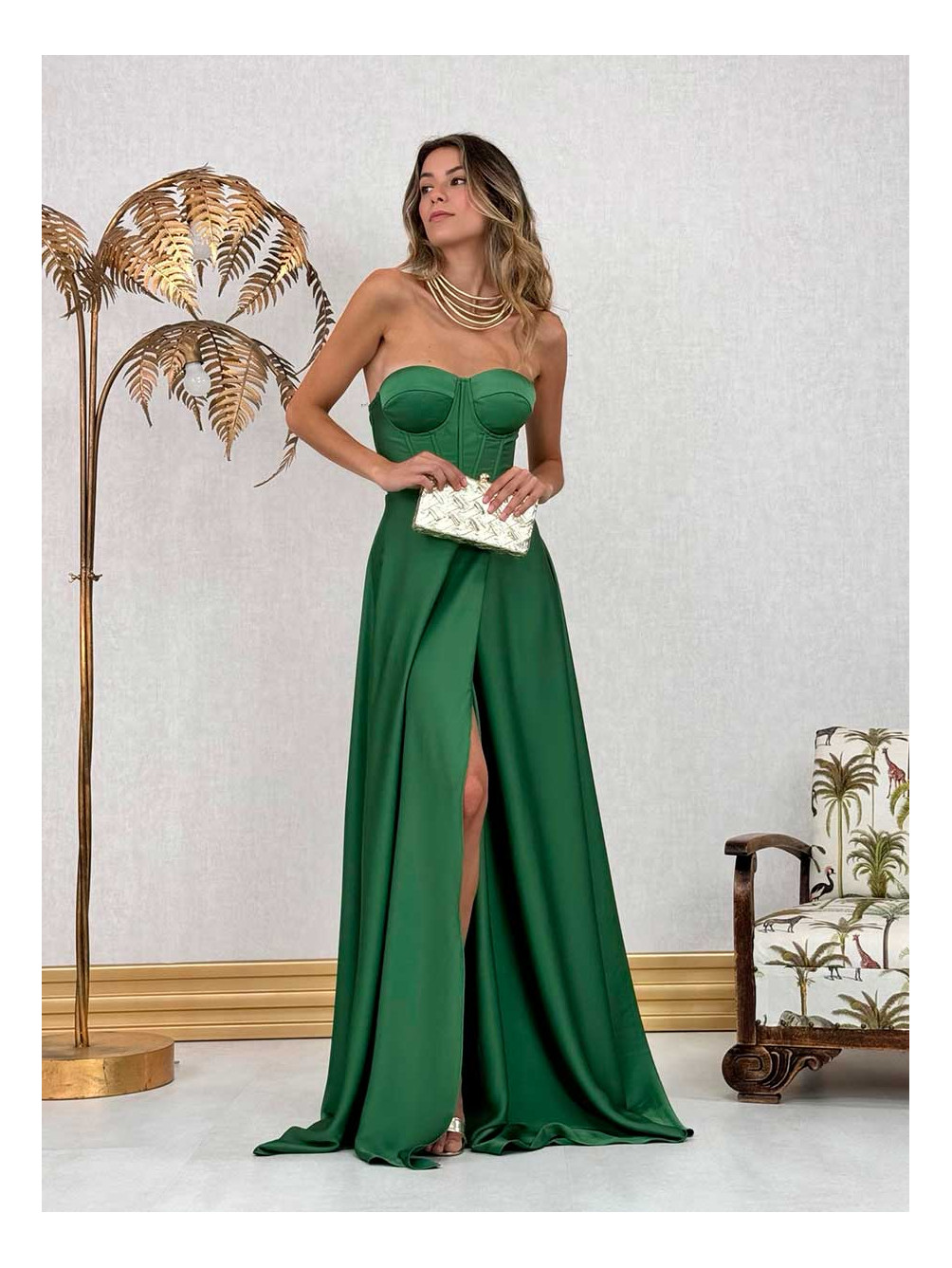 Vestido Largo Antonella Verde, Vestidos Damas de Honor, Vestidos Bodas de Noche, Mariquita Trasquilá