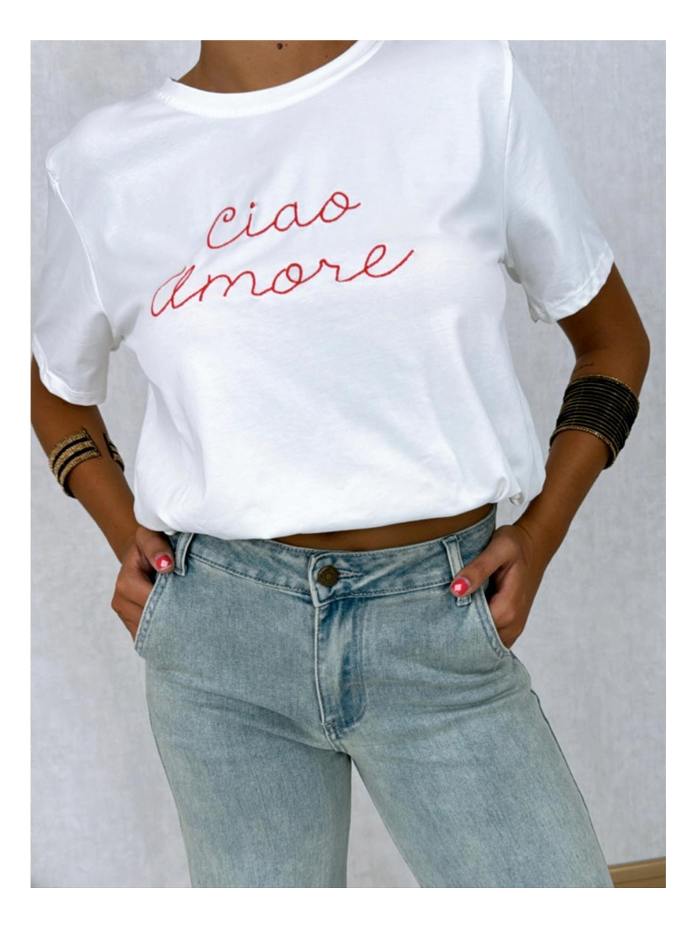 Camiseta Ciao Amore, Camiseta de Manga Corta, Camiseta de Mujer, Mariquita Trasquilá