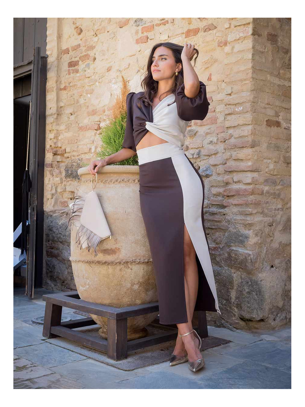 Conjunto Estela, Vestido de Graduación, Falda Midi de Tubo, Mariquita Trasquilá