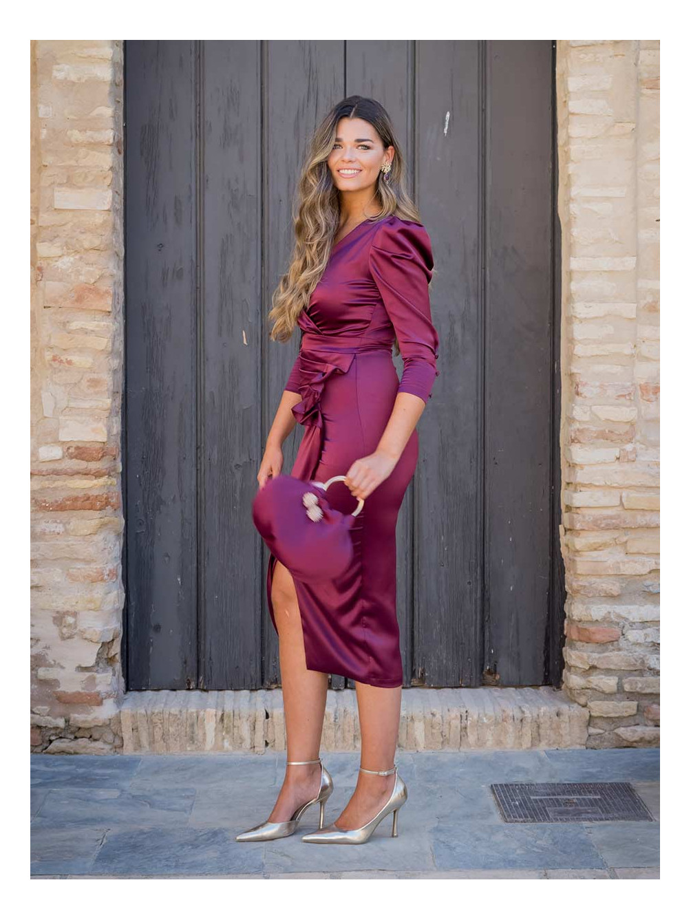 Vestido Carmesí, Vestidos para Invitada Boda, Vestido Bautizo Mujer, Mariquita Trasquilá