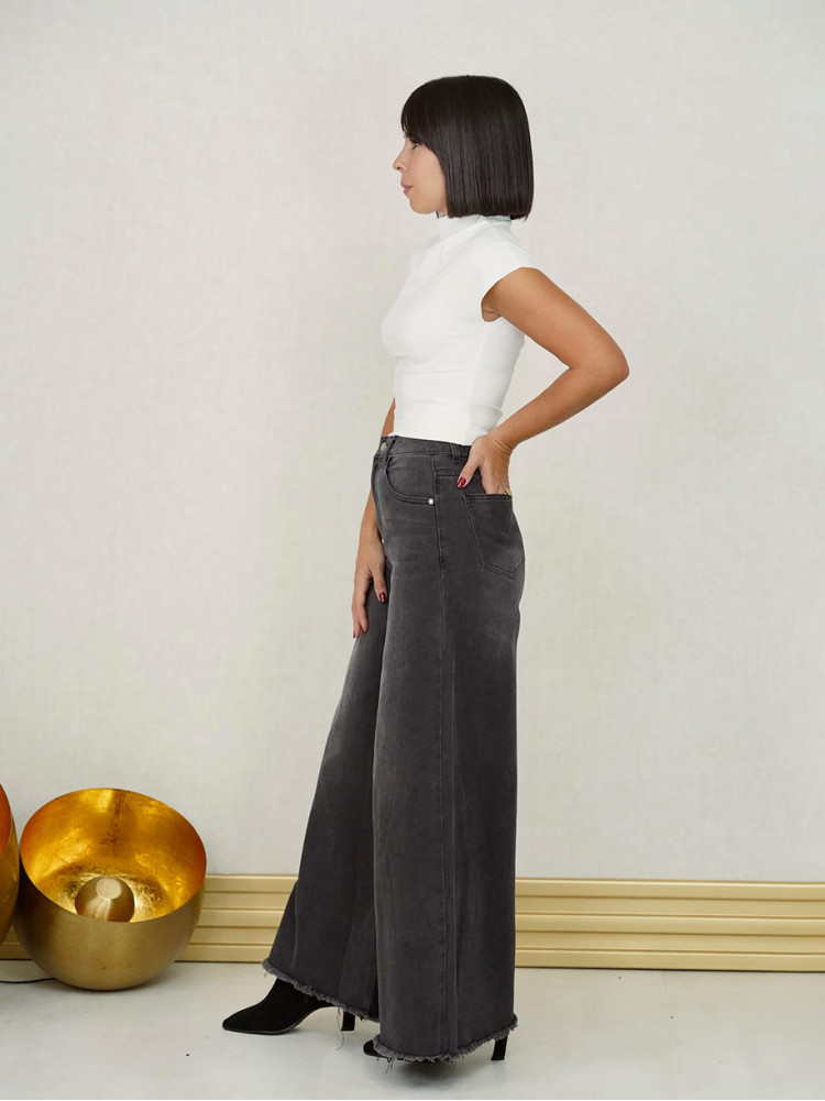 JEANS WIDE LEG GRIS