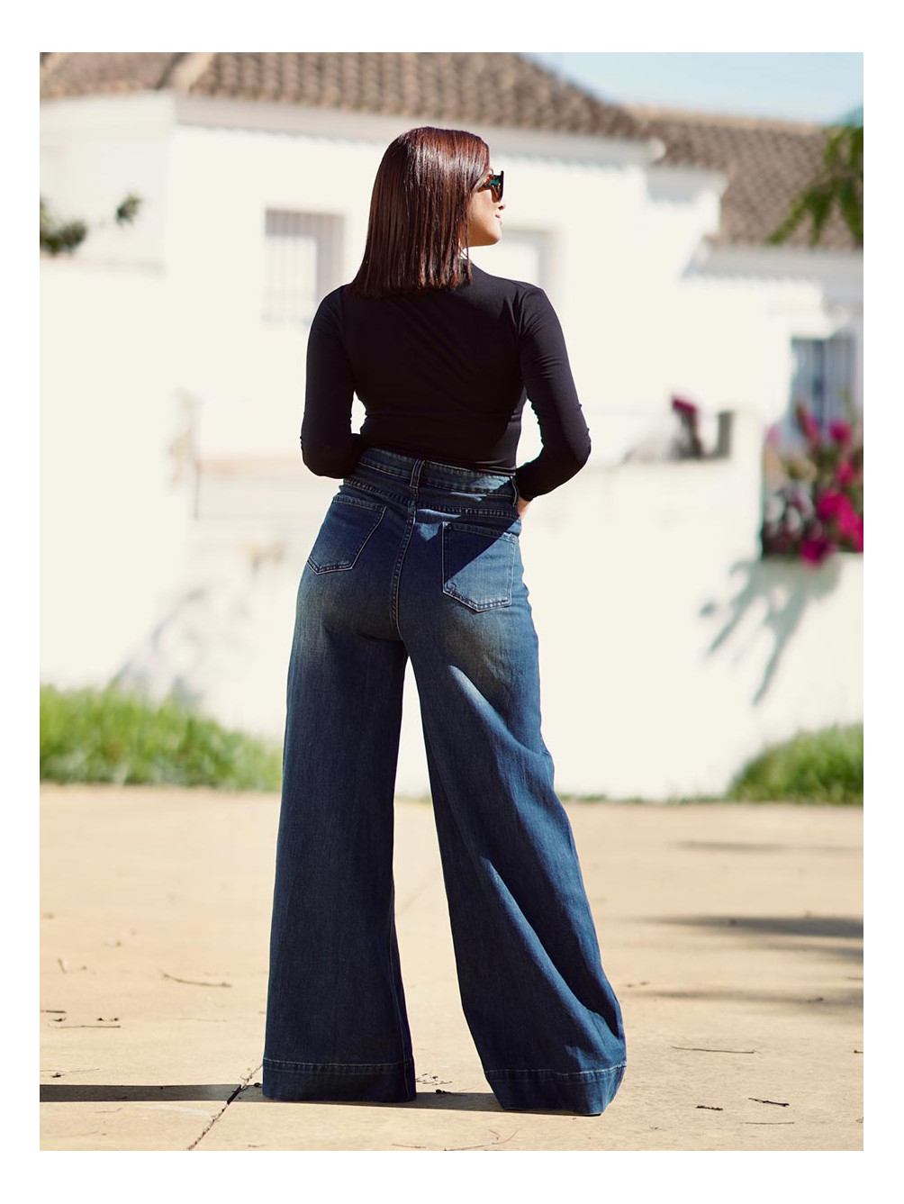 Jeans Wide Leg Tiro Alto, Pantalón Vaquero de Mujer, Pantalón Vaquero Pierna Ancha, Mariquita Trasquilá