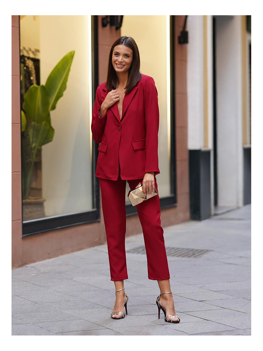 Traje de Chaqueta Sima, Traje Chaqueta Rojo, Traje Rojo de Mujer, Mariquita Trasquilá