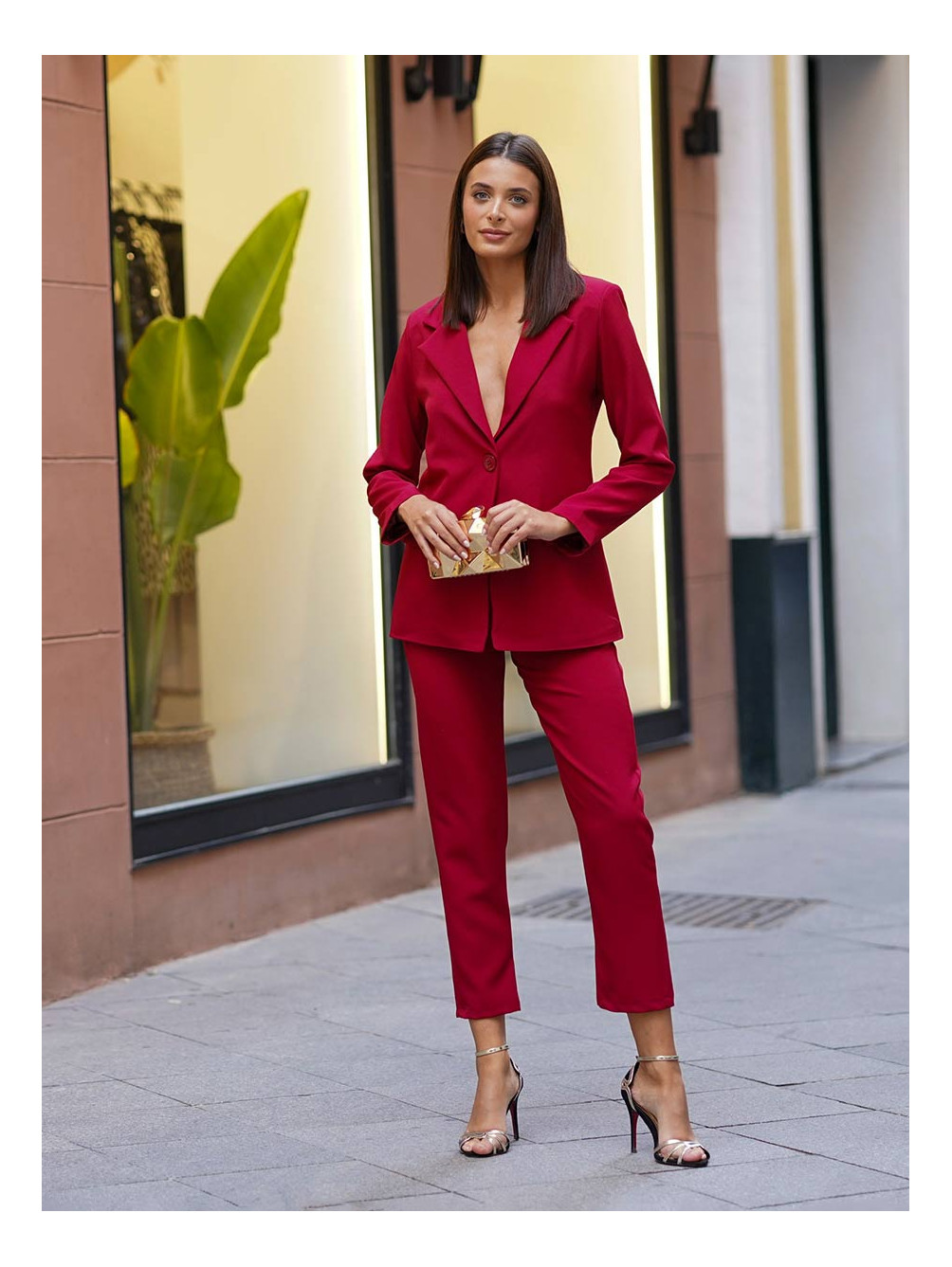 Traje de Chaqueta Sima, Traje de Invitada Rojo, Traje Rojo de Invitada, Mariquita Trasquilá